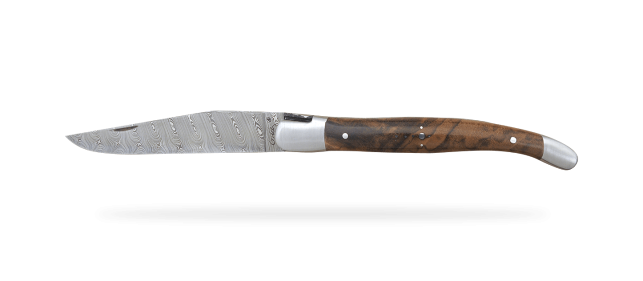 Folding knife, 10 cm, high polished finish with brass bolsters and Juniper  handle