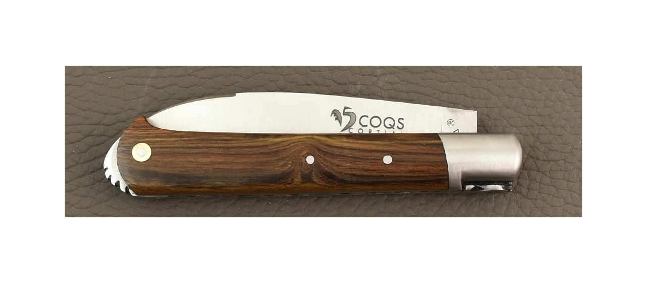 Le 5 Coqs knife pistachio wood hand made in France