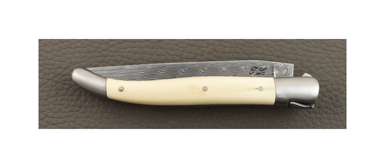 Laguiole 12cm Damascus blade, Mammoth Ivory by Jérôme Latreille