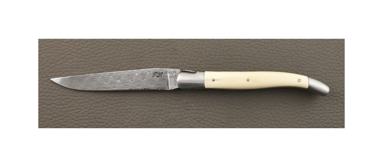 Laguiole 12cm Damascus blade, Mammoth Ivory by Jérôme Latreille