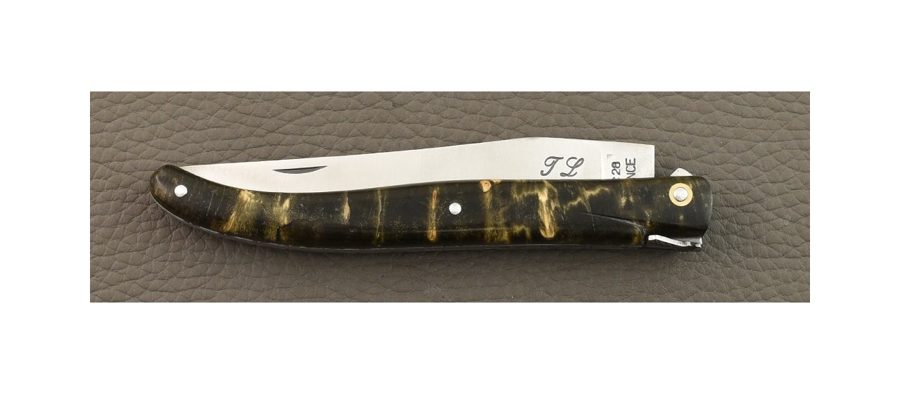 Laguiole 12cm full handle black poplar burl knife by Jérôme Latreille