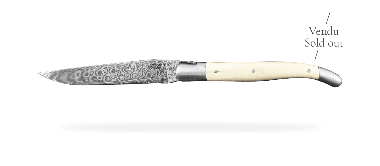 Laguiole 12cm Damascus blade, Mammoth Ivory by Jérôme Latreille