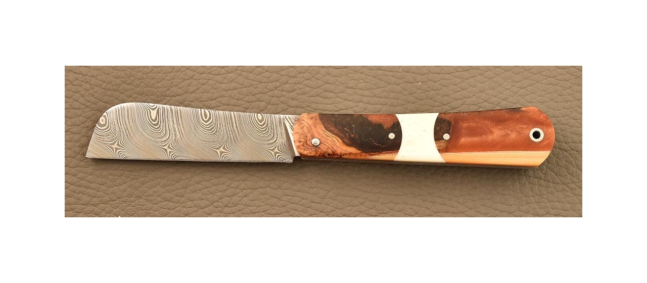 Knife London 9 cm Damascus Hybrid Juniper Burl