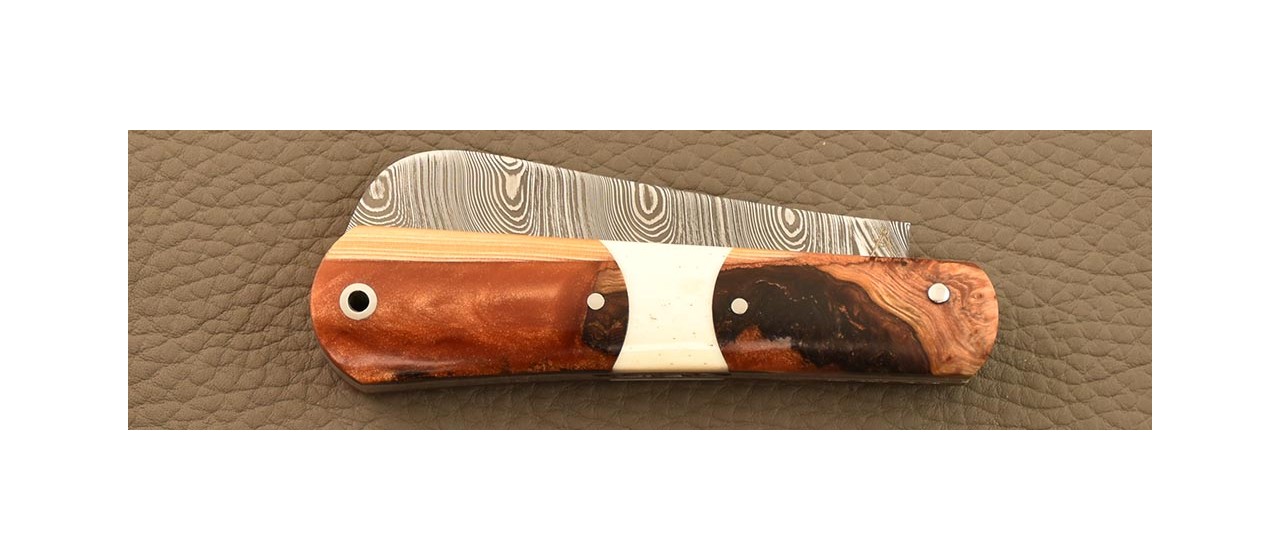 Knife London 9 cm Damascus Hybrid Juniper Burl