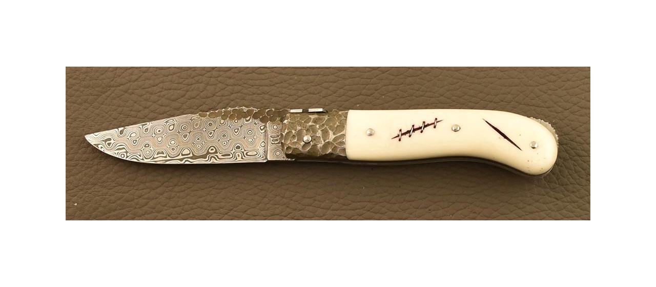 Laguiole Gentleman Damascus real bone