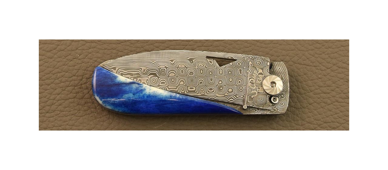 Corsican U Cumpa knife Damascus Range Blue bone