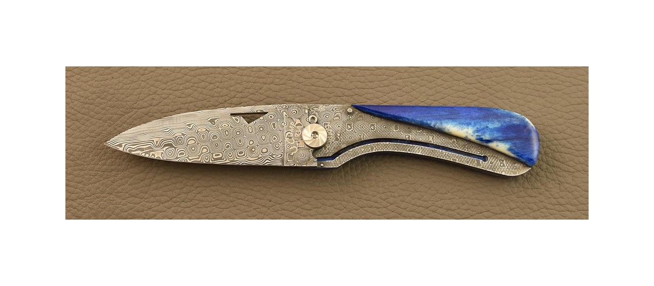 Corsican U Cumpa knife Damascus Range Blue bone