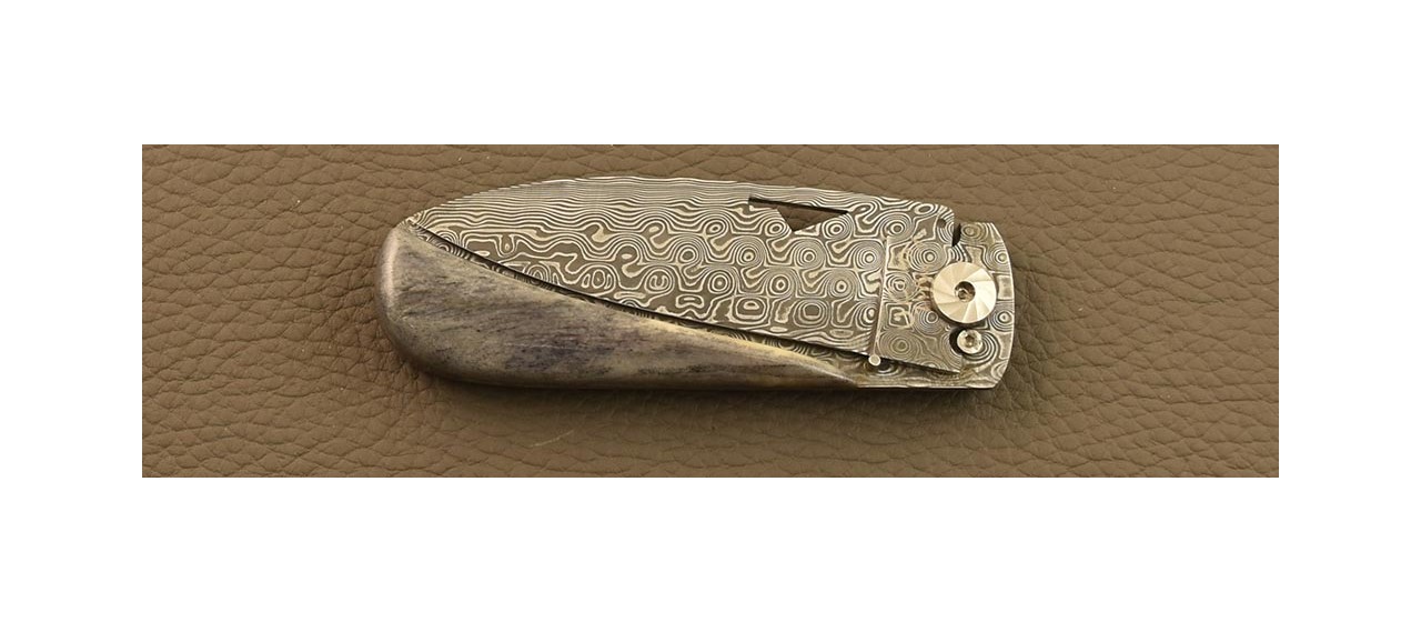 Corsican U Cumpa knife Damascus Range Black bone