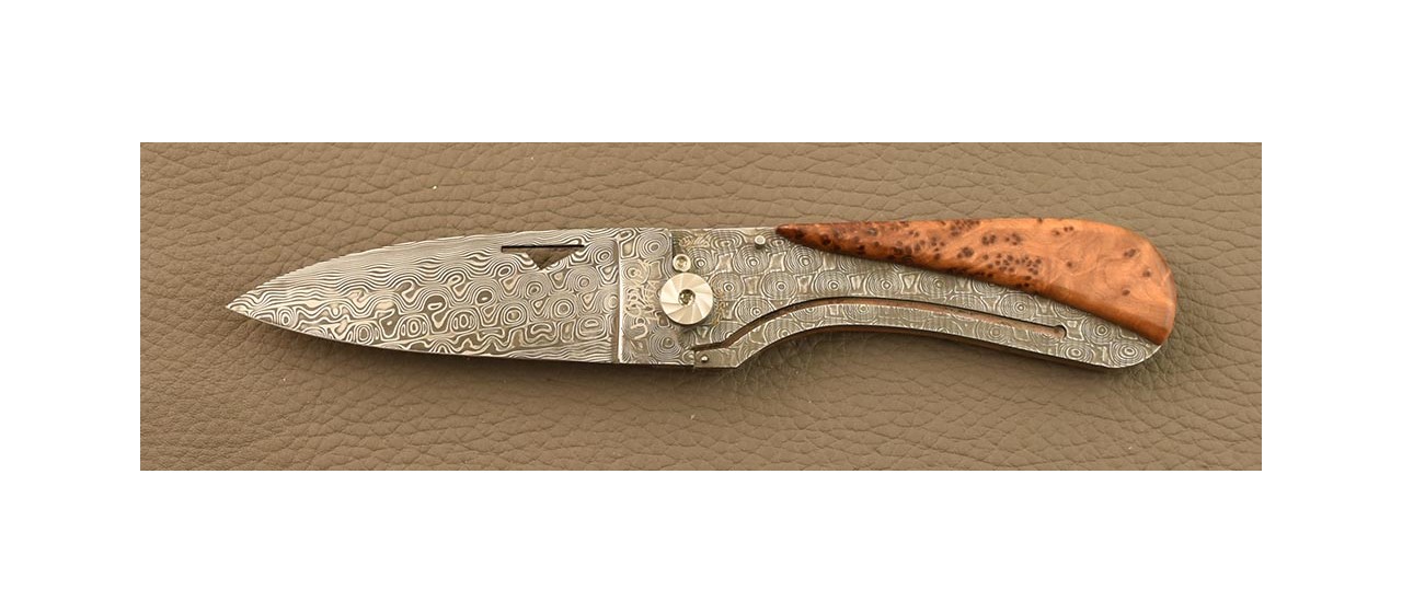 Corsican U Cumpa knife Damascus Range Thuya burl