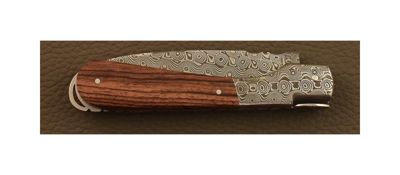 Corsican knife "Guilloché" Damascus Range Purplewood