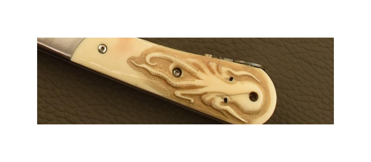 London pen knife Damascus Warthog ivory