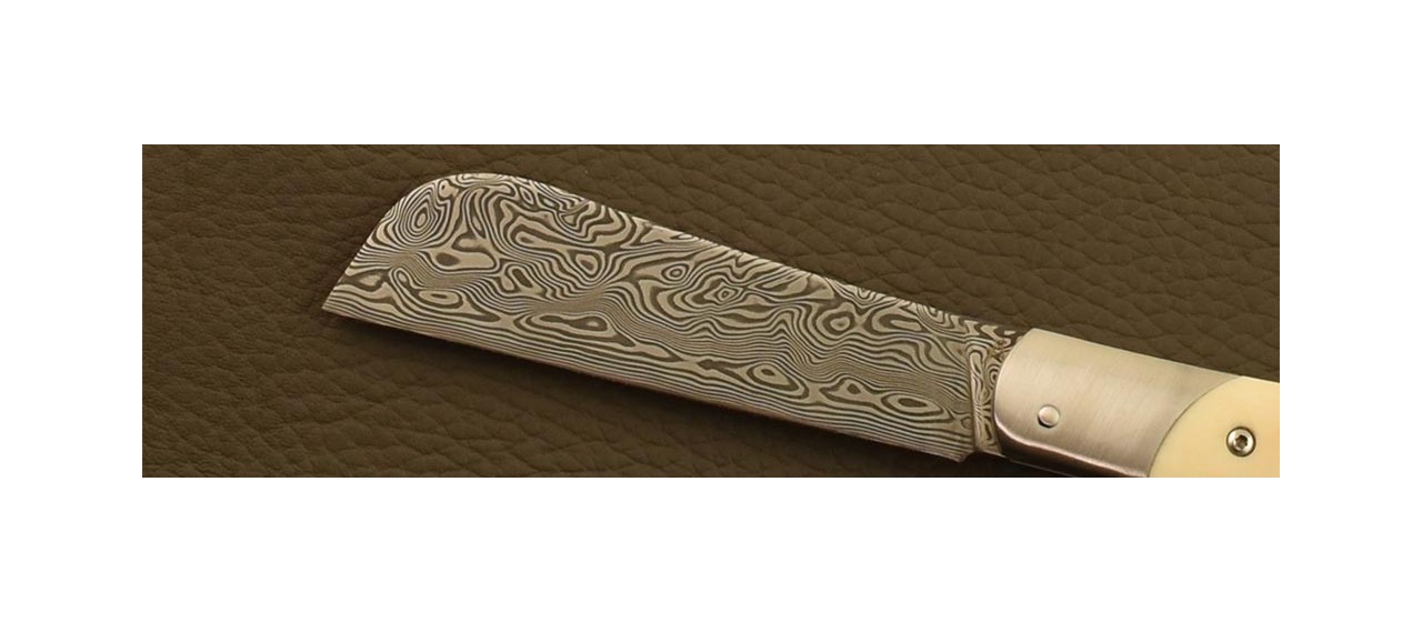 London pen knife Damascus Warthog ivory