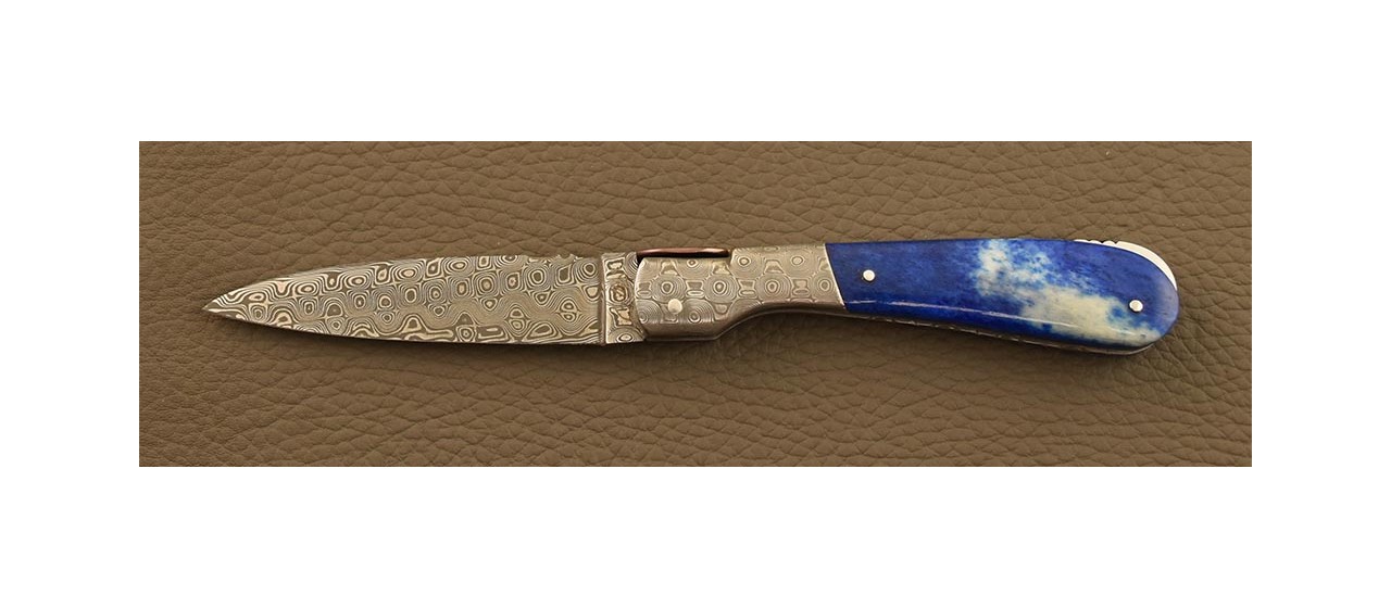 Corsican Pialincu knife Damascus range Blue bone & delicate filework