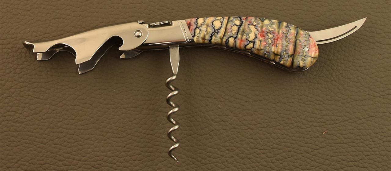 Laguiole Magnum Corkscrew Guilloché Molar tooth of mammoth