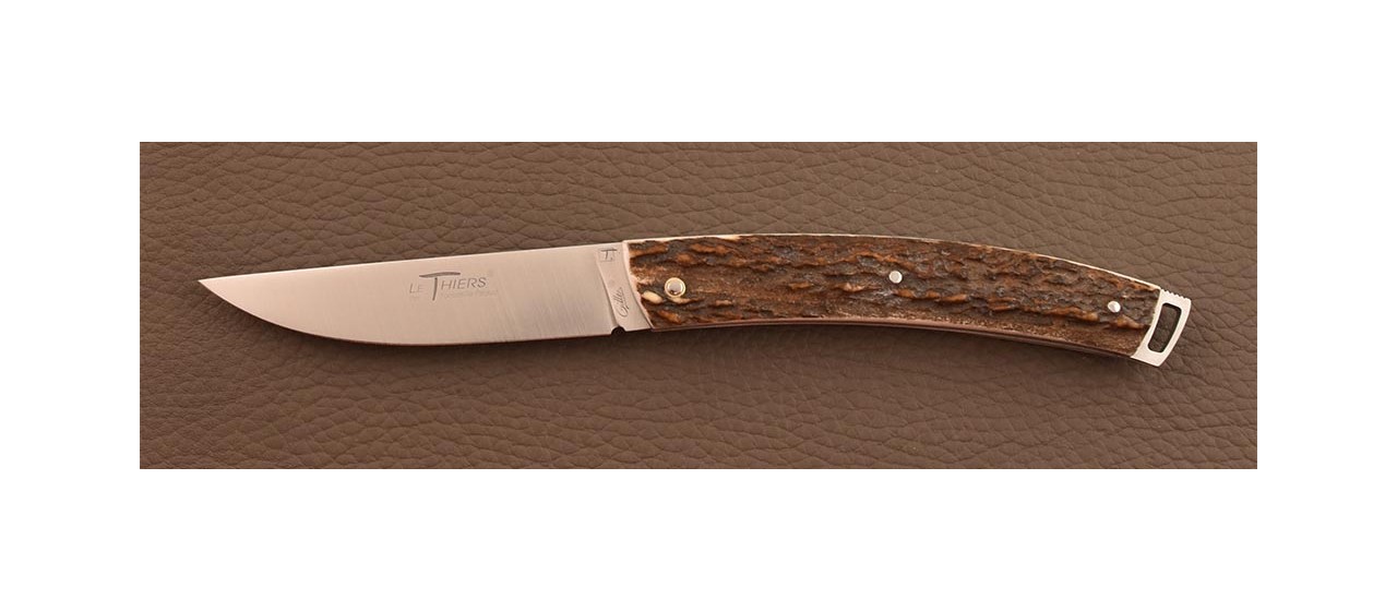 Le Thiers® Nature knife full Stag horn & engraving