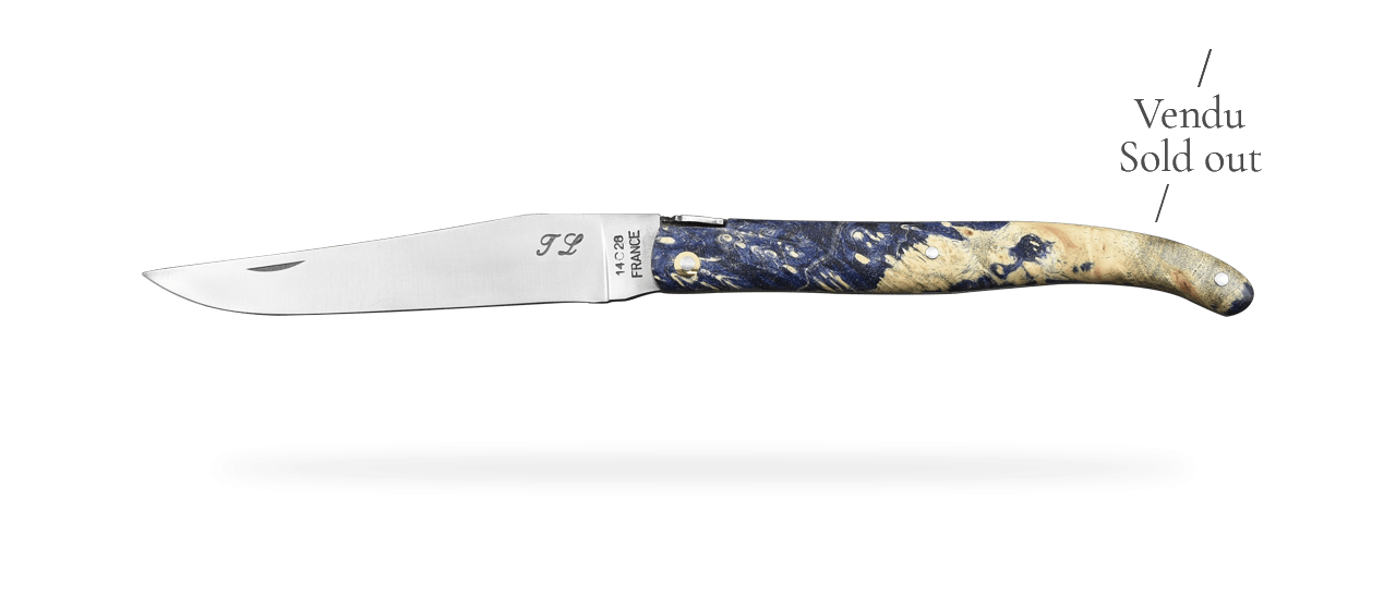 Laguiole 12cm full handle blue Maple knife by Jérôme Latreille