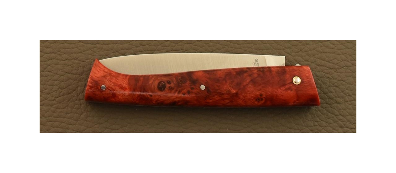 Lombard knife Stabilized Red poplar burl