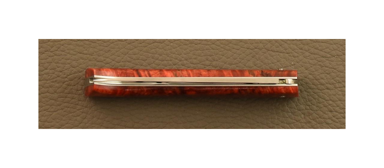 Lombard knife Stabilized Red poplar burl