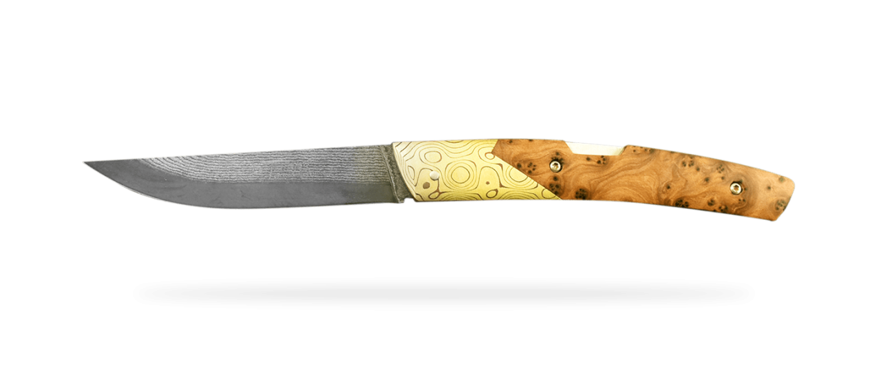 Le Thiers® Advance VG10 Thuya burl and Mokume-Gane bolster